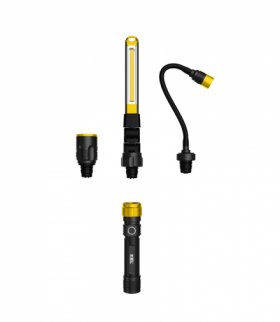 Latarka z wymiennymi końcówkami, ręczna, giętka i warsztatowa składana, 190-350lm, 2200mAh, USB-C, IPX4, IK07, LP-5AW/ALU, KEL Light W-00323