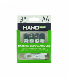 Bateria ładowalna z USB-C, 2600mWh, 4xAA, AA/USB-C/2600/4B, akumulatorki z ładowarką, LR03, HAND Home W-00534