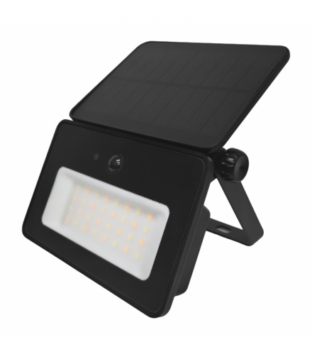 LUNERA LED 10 W, naświetlacz solarny z czujnikiem ruchu PIR, 700 lm, CCT, IP54, 2400 mAh, czarny Orno AD-SL-6628BLR/CCT