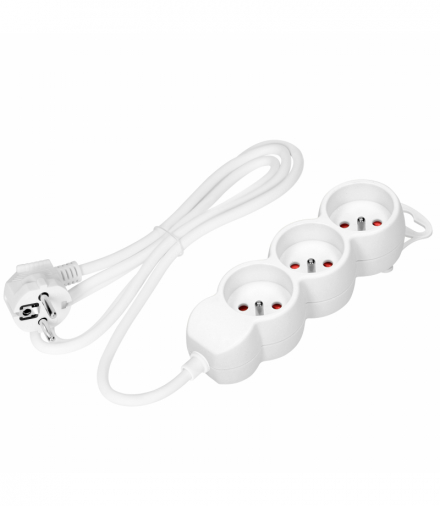 Przedłużacz 3x2P+Z,1,4m, 3x1mm², biały Orno ES-8/W/1,4