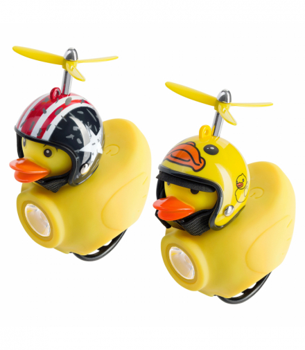 Światło rowerowe + dzwonek, kaczka w kasku, 130lm, 800mAh, 6000K, 2 wzory (mix) Orno LT-21