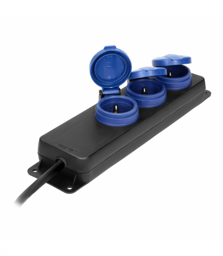Przedłużacz warsztatowy bryzgoszczelny IP44, 3 gniazda 2P+Z schuko, przewód gumowy, H05RR-F 3x1,5mm², długość 3m Orno OR-AE-13295(GS)/3M