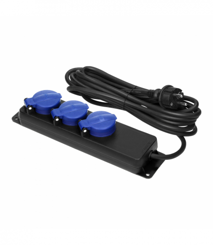 Przedłużacz warsztatowy bryzgoszczelny IP44, 3 gniazda 2P+Z schuko, przewód gumowy, H05RR-F 3x1,5mm², długość 5m Orno OR-AE-13295(GS)/5M