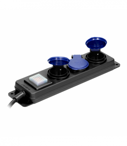 Przedłużacz warsztatowy bryzgoszczelny z wyłącznikiem IP44, 3 gniazda 2P+Z IP44, przewód gumowy, H05RR-F 3x1,5mm², 5m Orno OR-AE-13296/5M