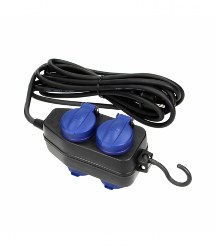 Przedłużacz warsztatowy bryzgoszczelny IP44, 4 gniazda (2+2) 2P+Z IP44, schuko, przewód gumowy, H05RR-F 3x1,5mm², 10m Orno OR-AE-13299(GS)/10M