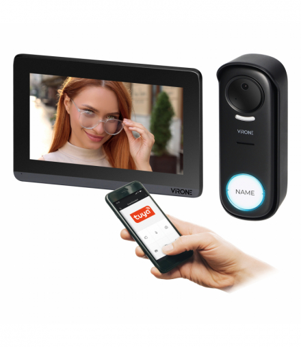 SINNI, zestaw wideodomofonowy jednorodzinny, bezprzewodowy, 420m, 7, Wi-Fi, ekran dotykowy, Full HD Orno VDP-76/B