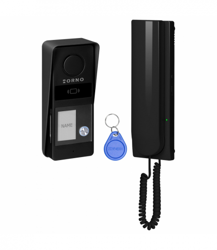 ATIN, zestaw domofonowy jednorodzinny, 2-żyłowy, RFID, czarny Orno OR-DOM-RD-937/B