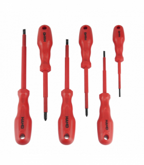 Zestaw wkrętaków izolowanych VDE 1000V 6szt. Czerwone, NR-1/W-Z6/VDE/3-6,5 CZERWONE, Hand Pro W-00345