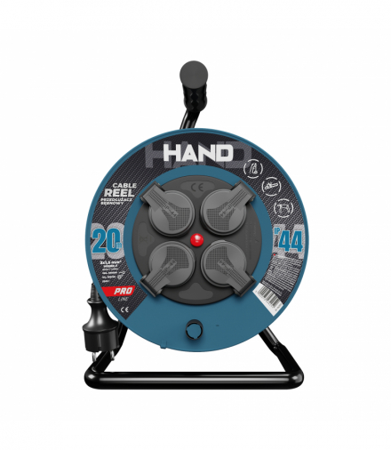 Przedłużacz na bębnie, guma, 3x1.5, 20m, IP44, PB-PRO/S/20M/3X1,5/H05RR-F HAND, Plastrol W-96300