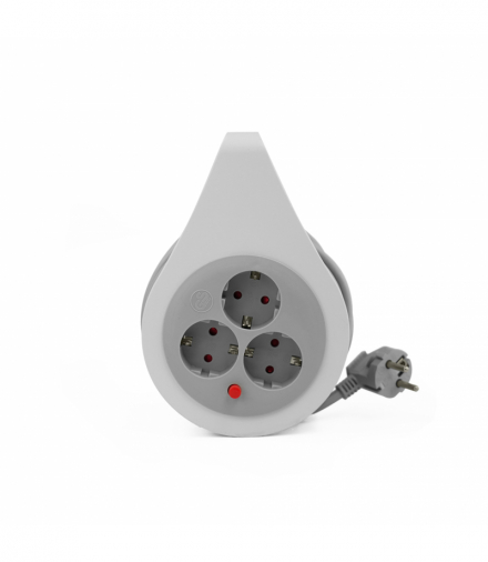 Przedłużacz zwijany 10m 3×1.5mm2, 16A, 3 gniazda z zabezpieczeniem termicznym, Schuko, PZ-ECO-3S/10/3X1,5/H05VV-F, PLASTROL W-72019