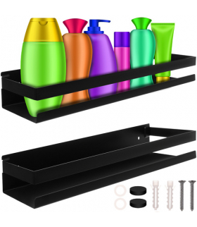 Półka łazienkowa, kuchenna czarna 50x6x10cm, na kosmetyki, przyprawy lub na pojemniki, Ruhhy 18952