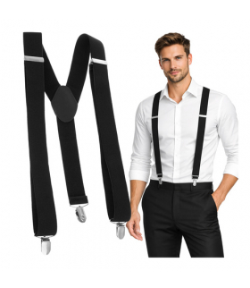 Szelki regulowane typu Y, pasy 3.5cm, skórzane wykończenie, 3 metalowe klamry, szerokie Ruhhy 18977