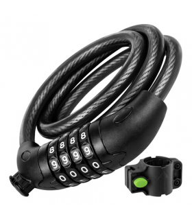 Zapięcie rowerowe 120cm, szyfr, linka 13.5mm, z uchwytem montażowym, zabezpieczenie roweru, Trizand 18986