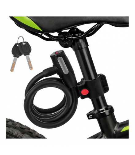 Zapięcie rowerowe 150cm, kluczyk, linka 12mm, z uchwytem montażowym, zabezpieczenie roweru, Trizand 19008