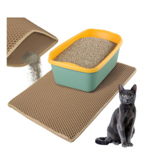 Mata pod kuwetę dla kota 75x55cm, dwuwarstwowa z pianki EVA, honeycomb, beżowa Purlov 18996