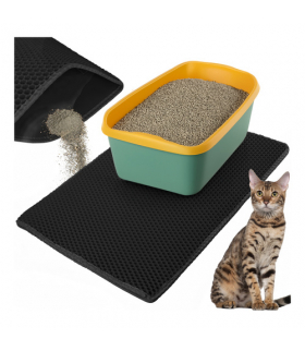 Mata pod kuwetę dla kota 75x55cm, dwuwarstwowa z pianki EVA, honeycomb, czarna Purlov 18997