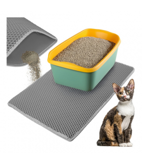 Mata pod kuwetę dla kota 75x55cm, dwuwarstwowa z pianki EVA, honeycomb, szara Purlov 18998