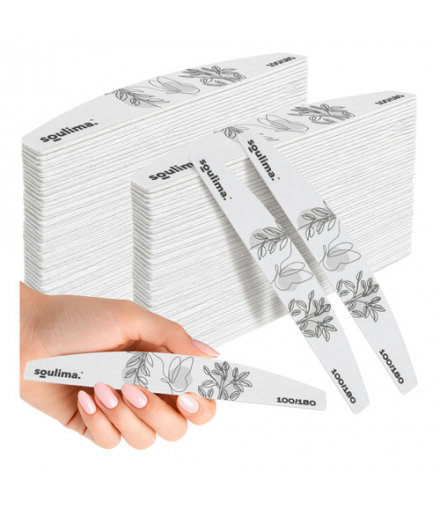 Zestaw pilników do paznokci 100/180 Soulima 100 szt. łódka, slim, zebra, Soulima 19014