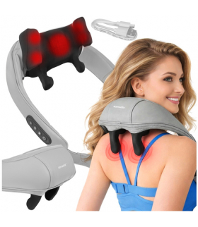 Masażer do szyi bezprzewodowy Shiatsu, 2 tryby podgrzewania, 3 tryby masażu, USB-C, 22.2W, do 120 minut pracy, Isomedix 19009