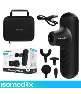 Pistolet do masażu mini 2x2500mAh, 5 trybów, 4 końcówki, etui, USB-C, do 4,5 godziny pracy, Isomedix 27311 18991