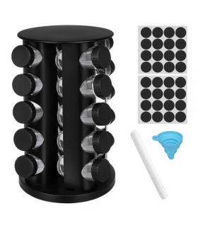 Zestaw pojemników na przyprawy 20szt. + stojak obrotowy 360°, organizer, Ruhhy 19011