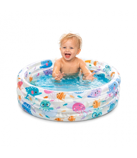 Basen dmuchany dla malucha, brodzik dla dzieci 1 do 3 lat, 61x22cm, 28L, morskie zwierzęta, Intex 57106NP 18970