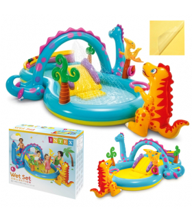 Wodny plac zabaw Dinoland, 302x229x112cm, zjeżdżalnia fontanna 6 piłeczek Intex 57135NP 18967