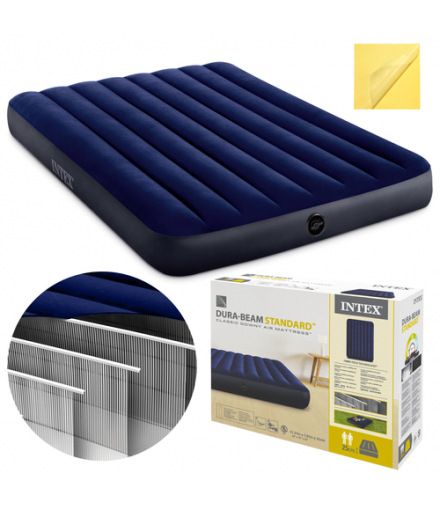 Materac dmuchany dwuosobowy Dura-Beam Fiber-Tech, 137x191x25cm, welurowy Intex 64758 18985