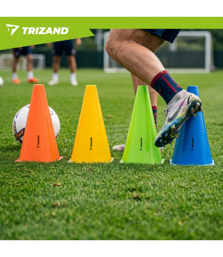 Pachołki treningowe 10szt. kolorowe znaczniki sportowe 23cm, Trizand 18982