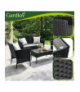 Meble ogrodowe technorattanowe, zestaw mebli rattanowych do ogrodowu i na taras, rattan, stolik, sofa, czarne Gardlov 26908 18858