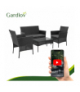 Meble ogrodowe technorattanowe, zestaw mebli rattanowych do ogrodowu i na taras, rattan, stolik, sofa, czarne Gardlov 26908 18858
