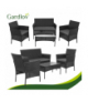 Meble ogrodowe technorattanowe, zestaw mebli rattanowych do ogrodowu i na taras, rattan, stolik, sofa, czarne Gardlov 26908 18858