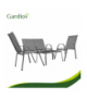 Zestaw mebli ogrodowych, stolik ze szklanym blatem, sofa + 2 fotele, zestaw balkonowy, na taras, do ogrodu, 4 osobowy, szary Gardlov 19028