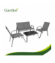 Zestaw mebli ogrodowych, stolik ze szklanym blatem, sofa + 2 fotele, zestaw balkonowy, na taras, do ogrodu, 4 osobowy, szary Gardlov 19028