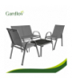 Zestaw mebli ogrodowych, stolik ze szklanym blatem, sofa + 2 fotele, zestaw balkonowy, na taras, do ogrodu, 4 osobowy, szary Gardlov 19028