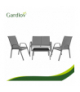 Zestaw mebli ogrodowych, stolik ze szklanym blatem, sofa + 2 fotele, zestaw balkonowy, na taras, do ogrodu, 4 osobowy, szary Gardlov 19028