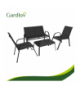 Zestaw mebli ogrodowych, stolik ze szklanym blatem, sofa + 2 fotele, zestaw balkonowy, na taras, do ogrodu, 4 osobowy, czarny Gardlov 19029
