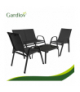 Zestaw mebli ogrodowych, stolik ze szklanym blatem, sofa + 2 fotele, zestaw balkonowy, na taras, do ogrodu, 4 osobowy, czarny Gardlov 19029