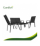 Zestaw mebli ogrodowych, stolik ze szklanym blatem, sofa + 2 fotele, zestaw balkonowy, na taras, do ogrodu, 4 osobowy, czarny Gardlov 19029