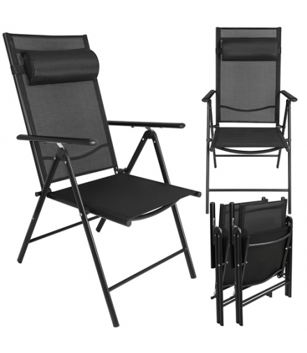 Krzesło ogrodowe składane 2szt. regulowane z zagłówkiem, czarne Gardlov 19031