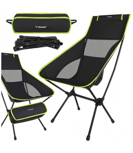 Krzesło wędkarskie składane 41x52x86cm, lekkie, z pokrowcem, czarne Trizand 19023