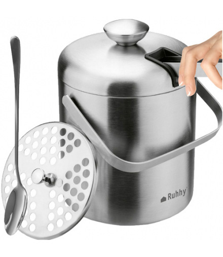 Wiaderko do lodu 1,3L + szczypce do lodu + łyżka barmańska, 20x14.5cm Ruhhy 18959