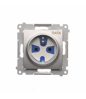 Gniazdo pojedyncze DATA z kluczem uprawniającym do ramek Nature i Premium, zaciski śrubowe, srebrny mat DGD1.01/43