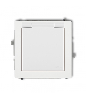 DECO Mechanizm gniazda bryzgoszczelnego z uziemieniem SCHUKO 2P+Z (klapka biała, przesłony torów prądowych) Karlik DGPB-1sp