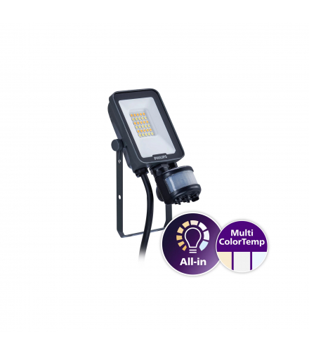 Naświetlacz Philips Ledinaire BVP167 10W z czujnikiem ruchu 1100-1200lm all-in zmienna barwa świecenia LED12830_40_65DOB 10W SWB MDU 5 lat gwarancji
