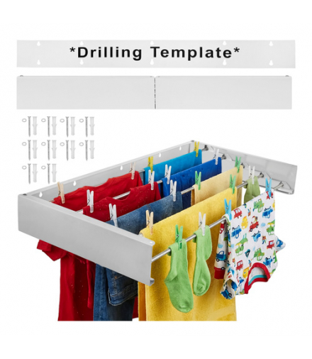 Suszarka ścienna na pranie, 80cm, składana, aluminiowa, 20kg, na ubrania, Ruhhy 19021