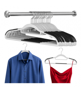 Wieszaki na ubrania antypoślizgowe, zestaw 20szt. slim, szare, 42cm, Ruhhy 19030