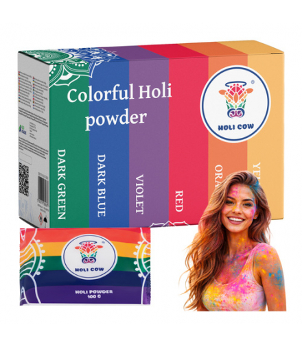 Kolorowy proszek Holi, do zabawy i eventów, zestaw 6x100g Holi Cow 27335 19024 