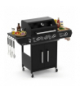 Grill gazowy 3+1 13.5kW Varen Black 4.0, stal nierdzewna, ruszt żeliwny, podświetlane pokrętła LED, termometr, pokrowiec, Kaminer 19066