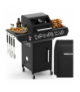 Grill gazowy 2+1 10kW Varen Black 3.0, stal nierdzewna, ruszt żeliwny, podświetlane pokrętła LED, termometr, pokrowiec, Kaminer 19081